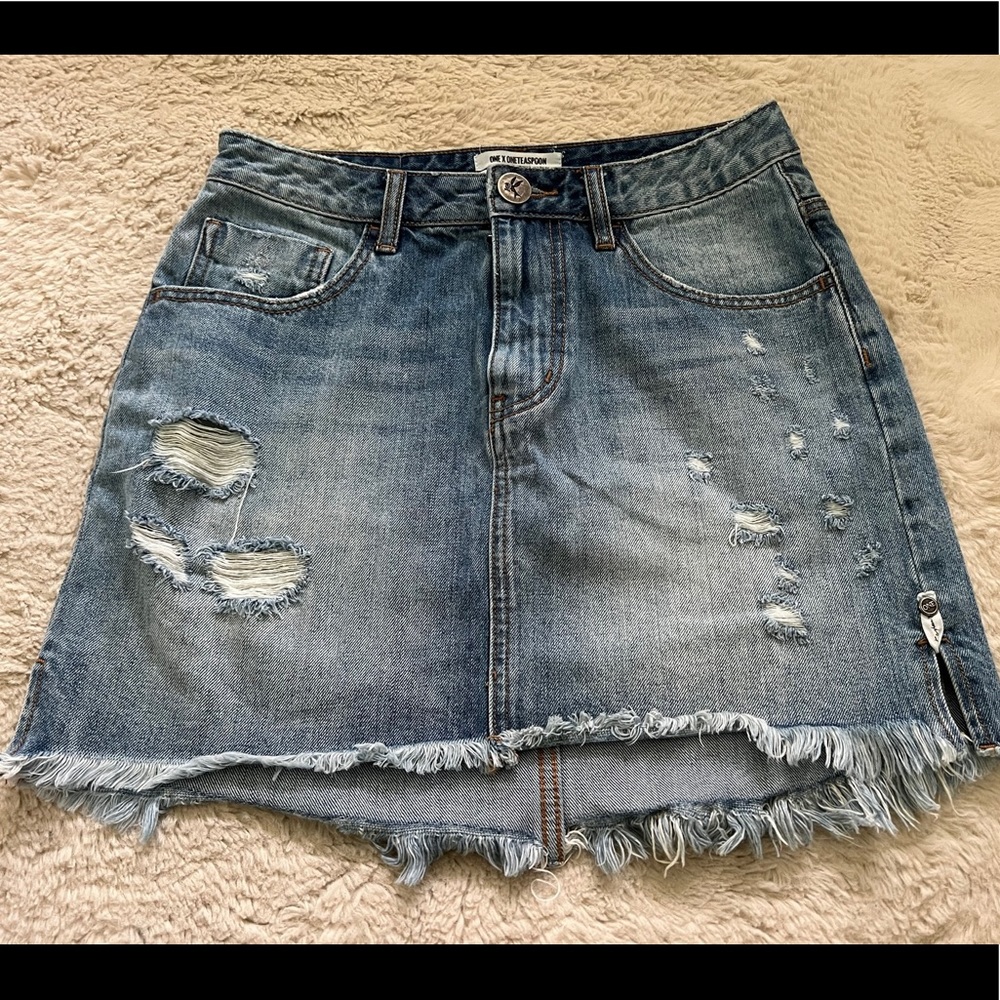 One x one teaspoon denim mini skirt